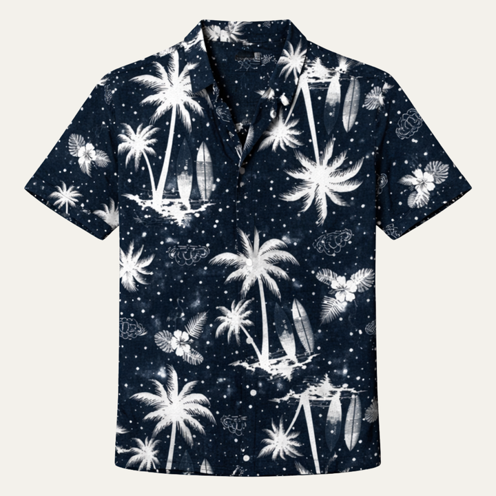 La chemise de plage hawaïenne rétro tropicale à imprimé noix de coco pour hommes Ridgewind