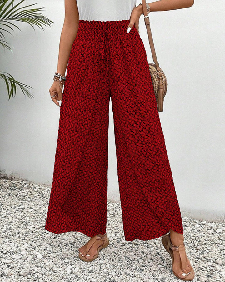 Pantalon large à cordon élastiqué à imprimé géométrique