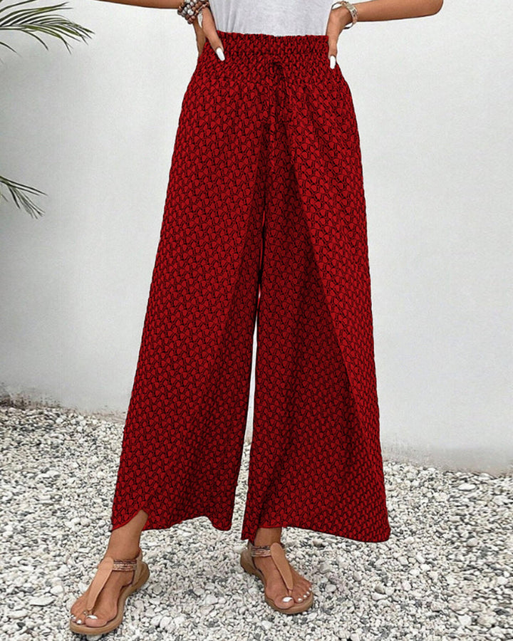 Pantalon large à cordon élastiqué à imprimé géométrique