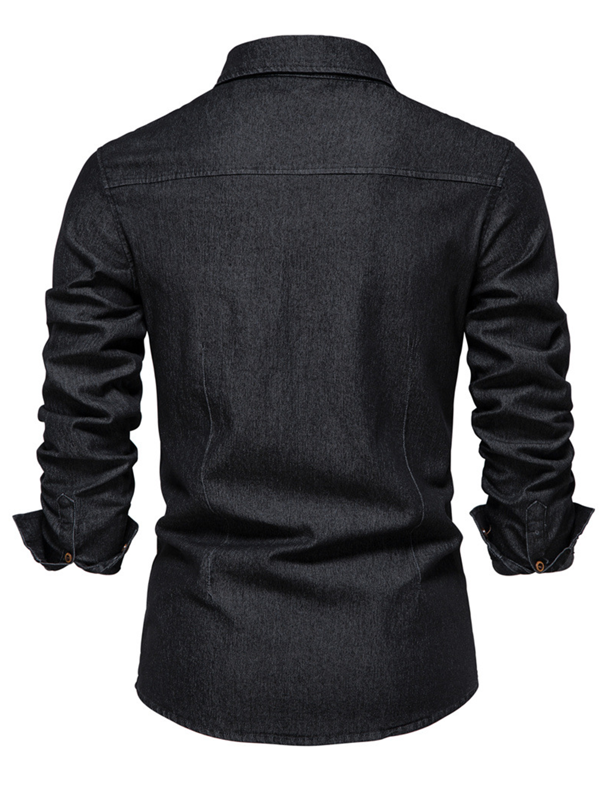 Chemise à manches longues décontractée en coton vintage avec poche en denim pour hommes