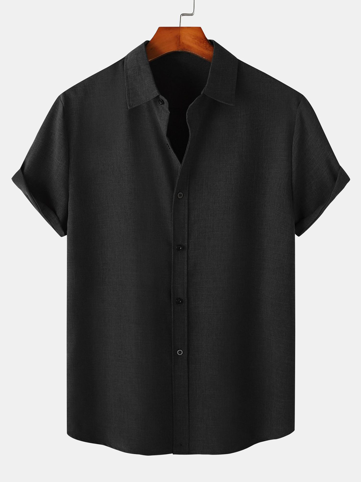 Chemise Casual unie pour Homme avec Boutons et Manches Courtes Respirante