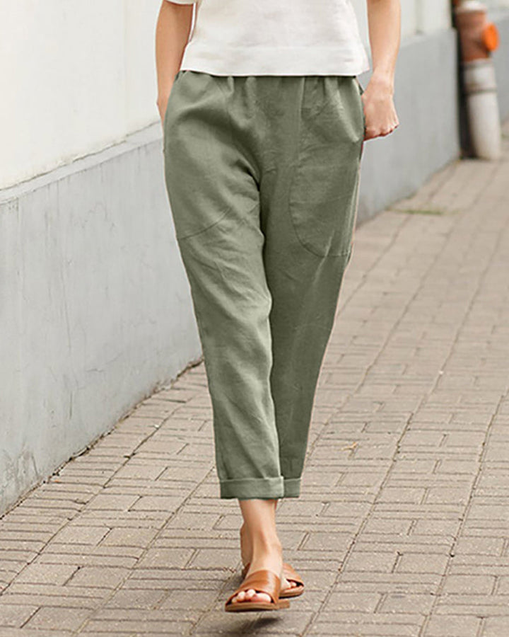 Pantalon décontracté de couleur unie