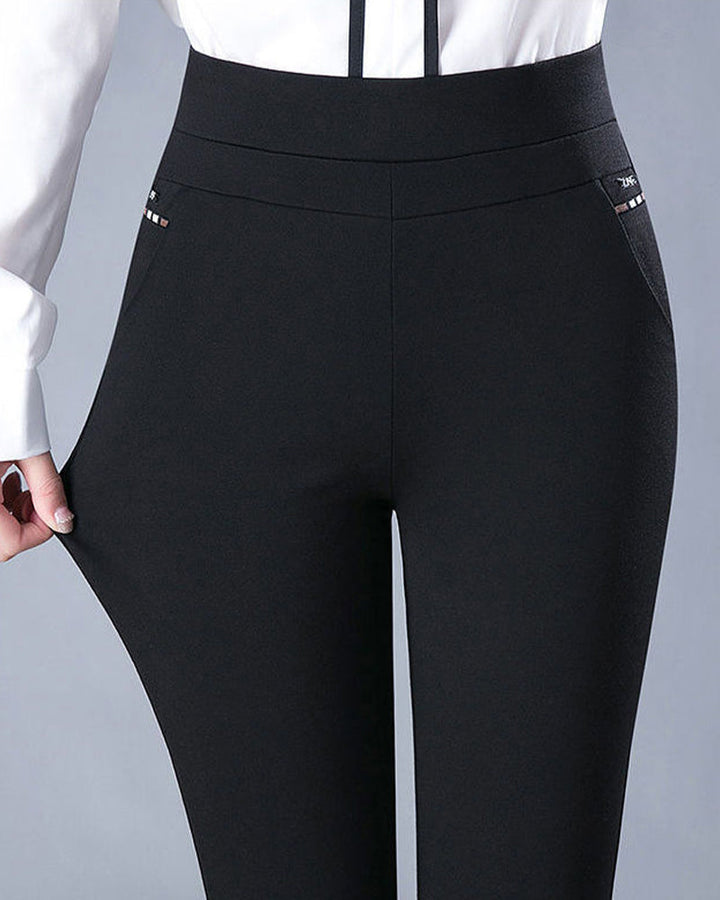 Pantalon taille haute décontracté avec poches