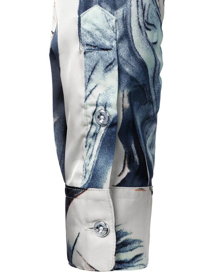 Chemise boutonnée décontractée à manches longues et imprimé abstrait pour hommes