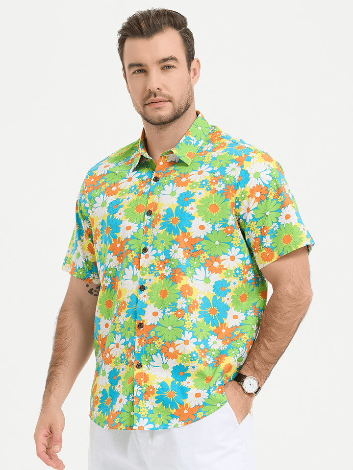 Chemise hawaïenne tropicale en coton floral pour homme