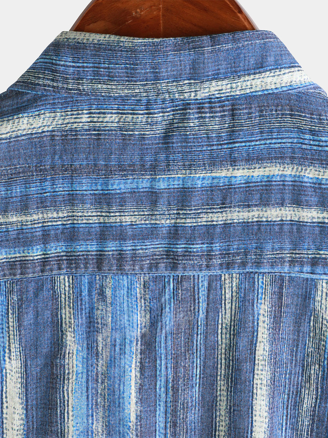 Chemise à manches courtes à rayures bleues rétro pour homme