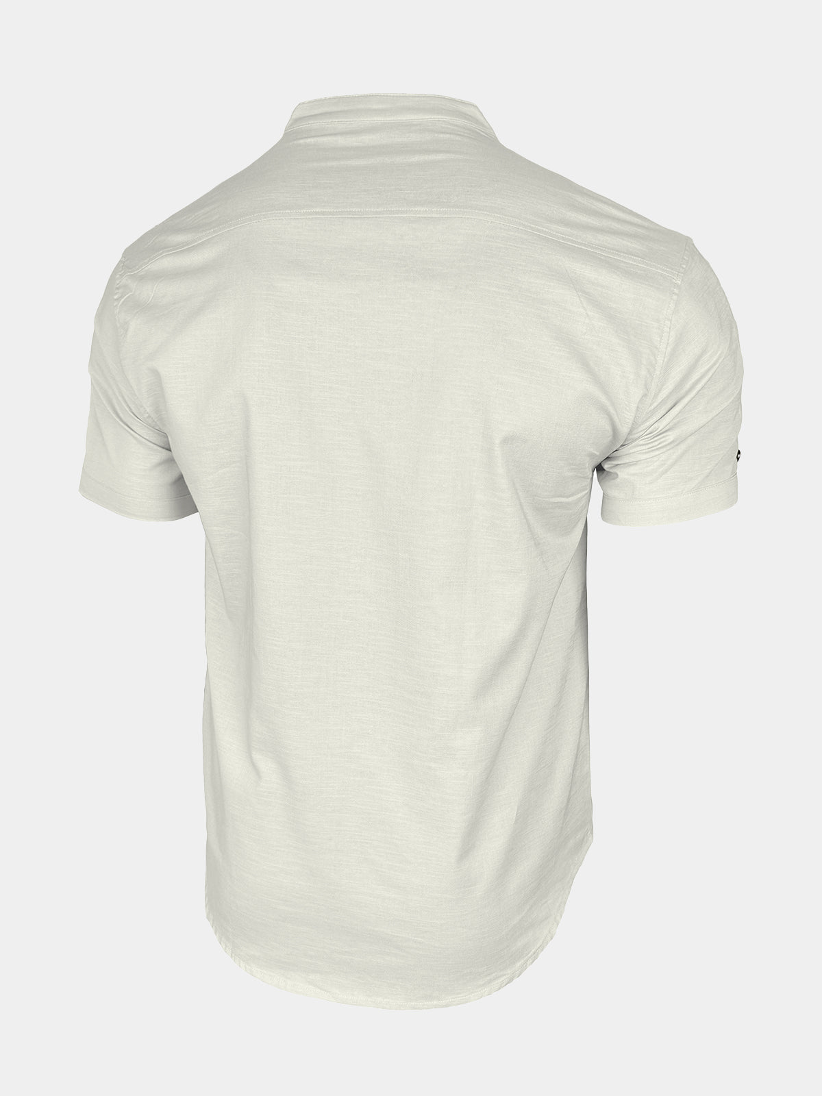 Chemise Homme Henley en Coton et Lin à Col Mao Manches Courtes