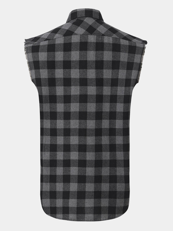 Chemise Homme Décontractée à Carreaux Sans Manches Style Plage