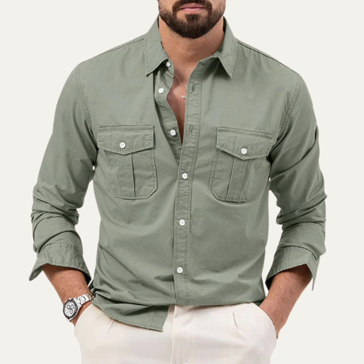 La chemise à boutons rétro unie pour homme Brookwater