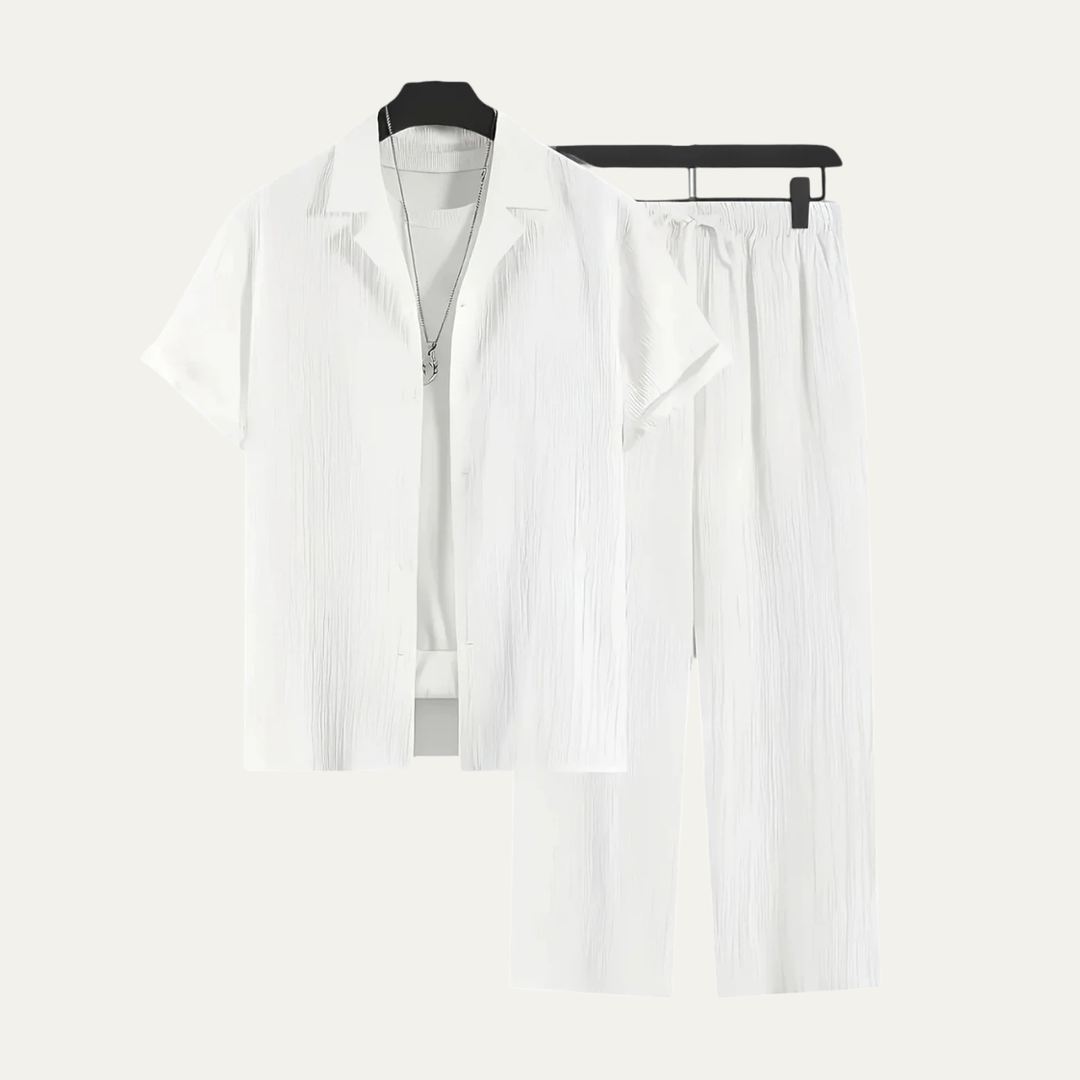 Le Set Deux Pièces en Lin pour Homme Dervio – Chemise Légère à Boutons &amp; Pantalons Décontractés