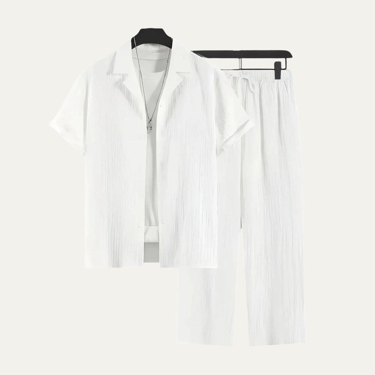 Le Set Deux Pièces en Lin pour Homme Dervio – Chemise Légère à Boutons & Pantalons Décontractés