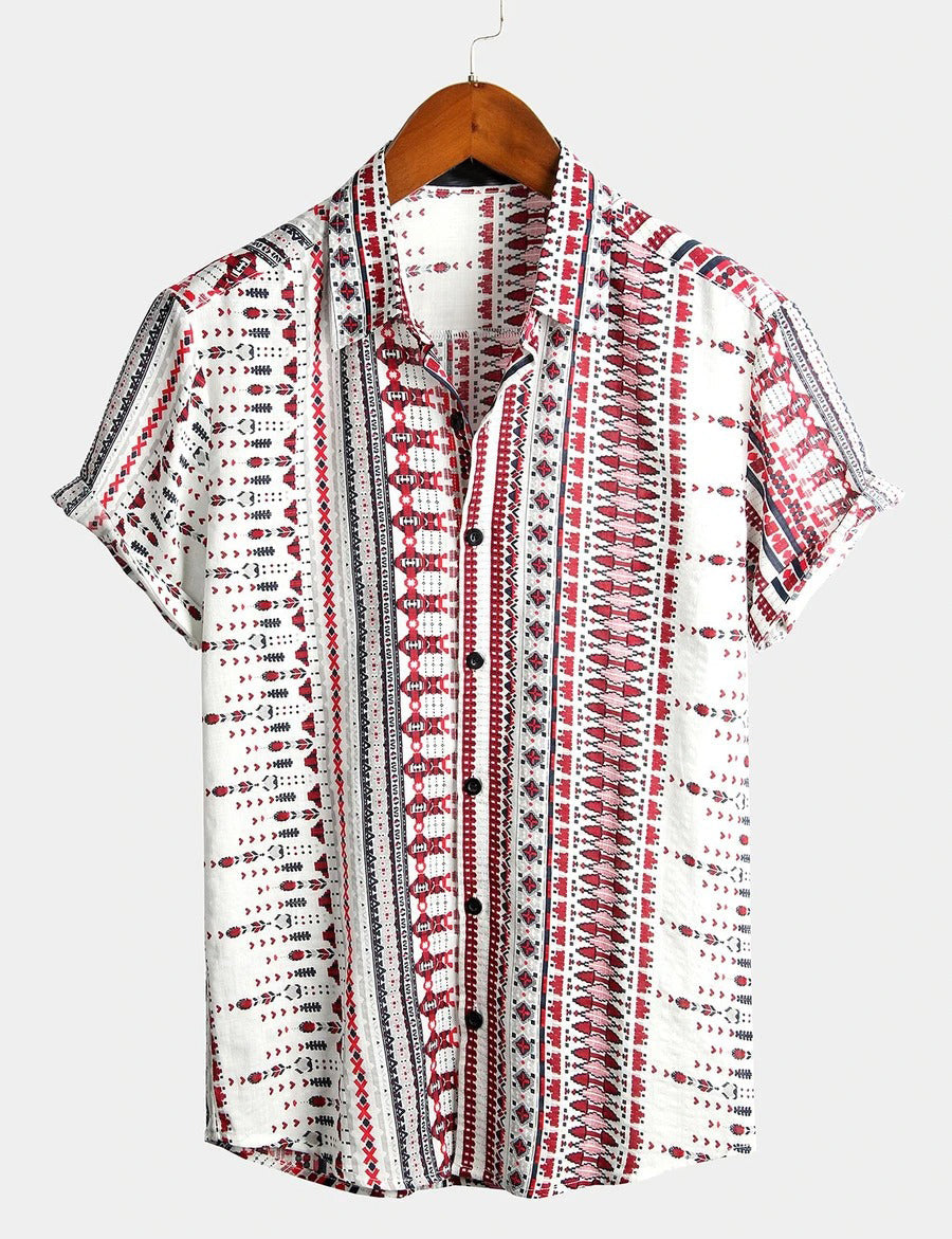Chemises imprimées basiques en coton pour hommes