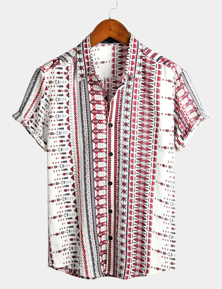 Chemises imprimées basiques en coton pour hommes