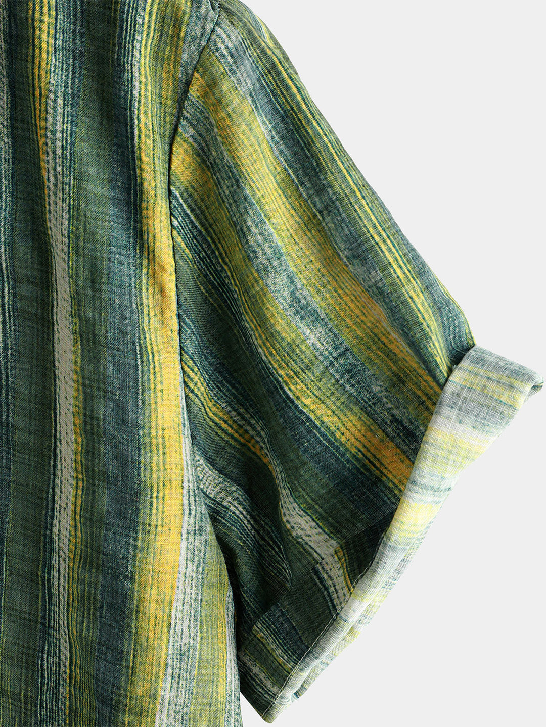 Chemise à manches courtes à rayures vertes rétro pour hommes