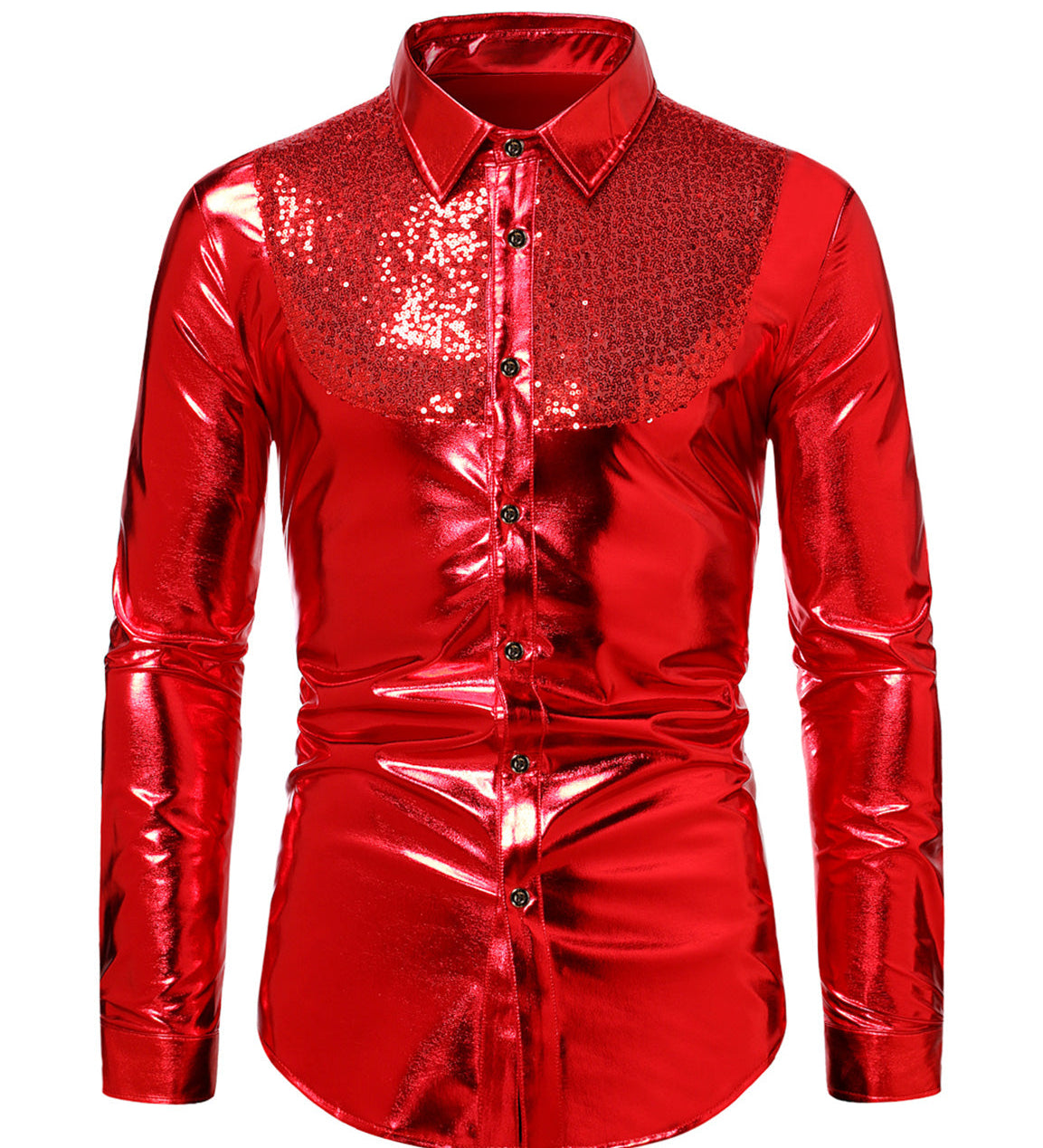Costume de smoking boutonné brillant de luxe pour hommes, chemise de soirée à manches longues