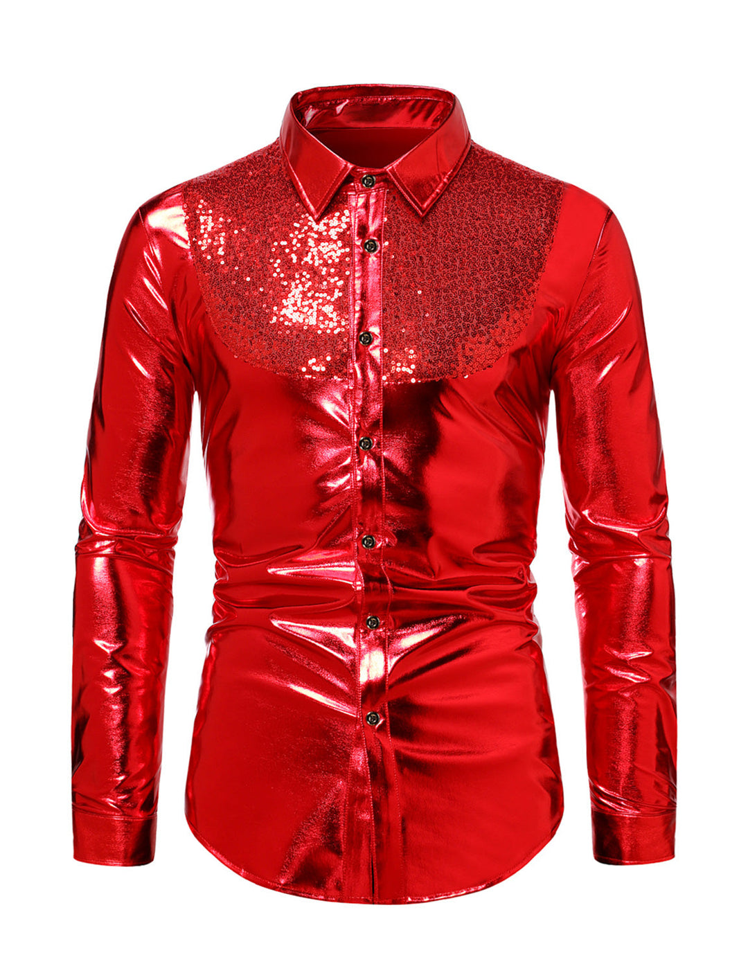 Costume de smoking boutonné brillant de luxe pour hommes, chemise de soirée à manches longues