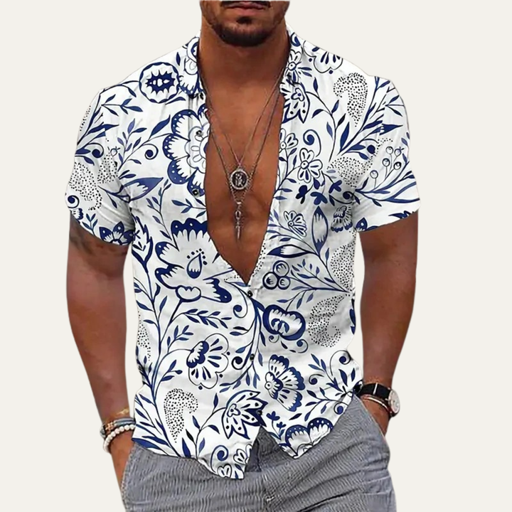 La Chemise de Plage Hawaïenne pour Hommes à Imprimé de Noix de Coco Tropicales Intemporelles de Glencrest Park