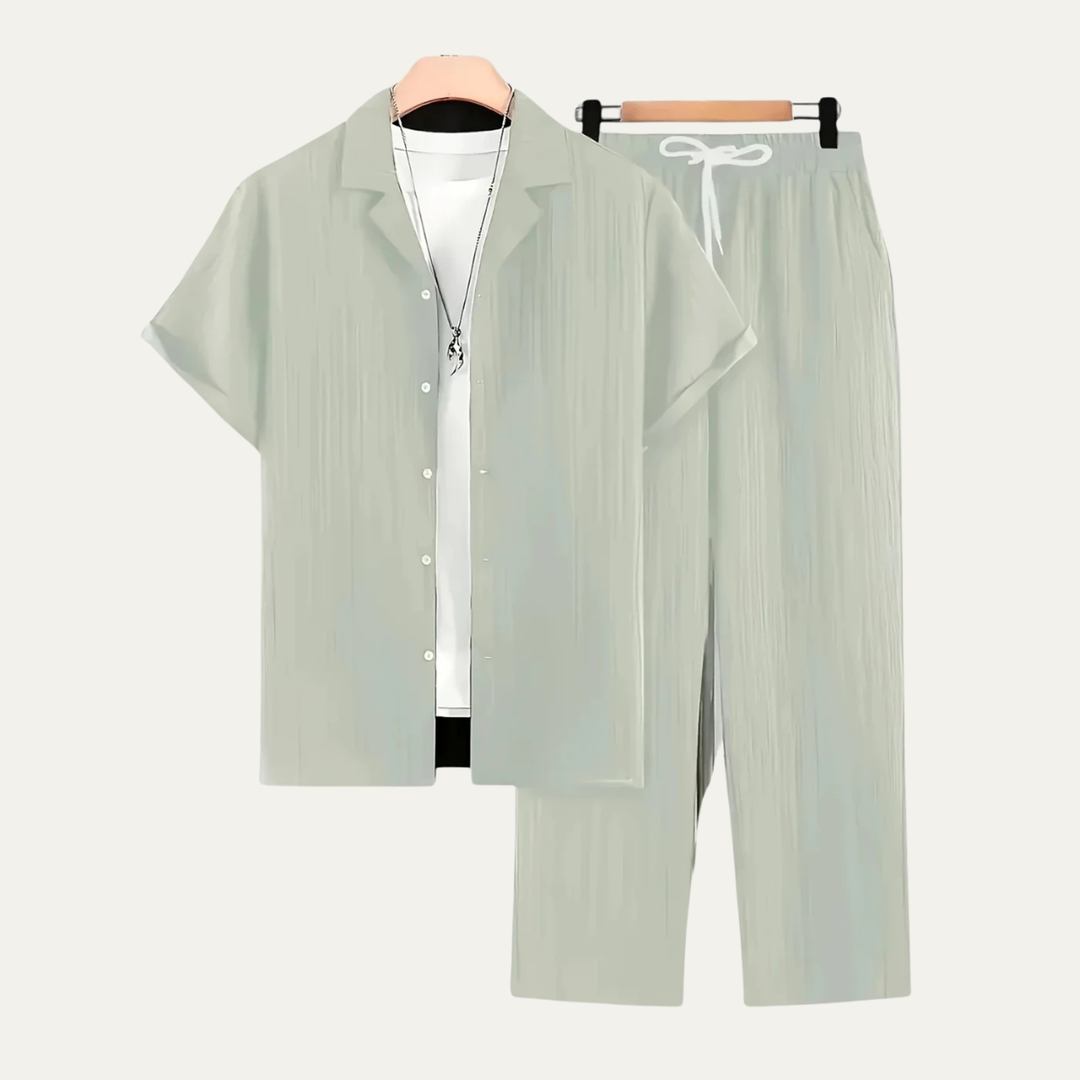 Le Set Deux Pièces en Lin pour Homme Dervio – Chemise Légère à Boutons &amp; Pantalons Décontractés