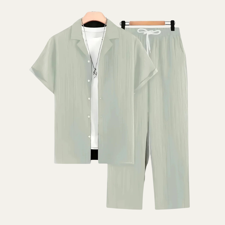 Le Set Deux Pièces en Lin pour Homme Dervio – Chemise Légère à Boutons &amp; Pantalons Décontractés