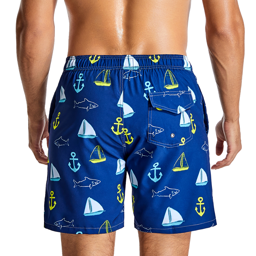 Maillot de bain à séchage rapide pour homme avec imprimé ancre de voile