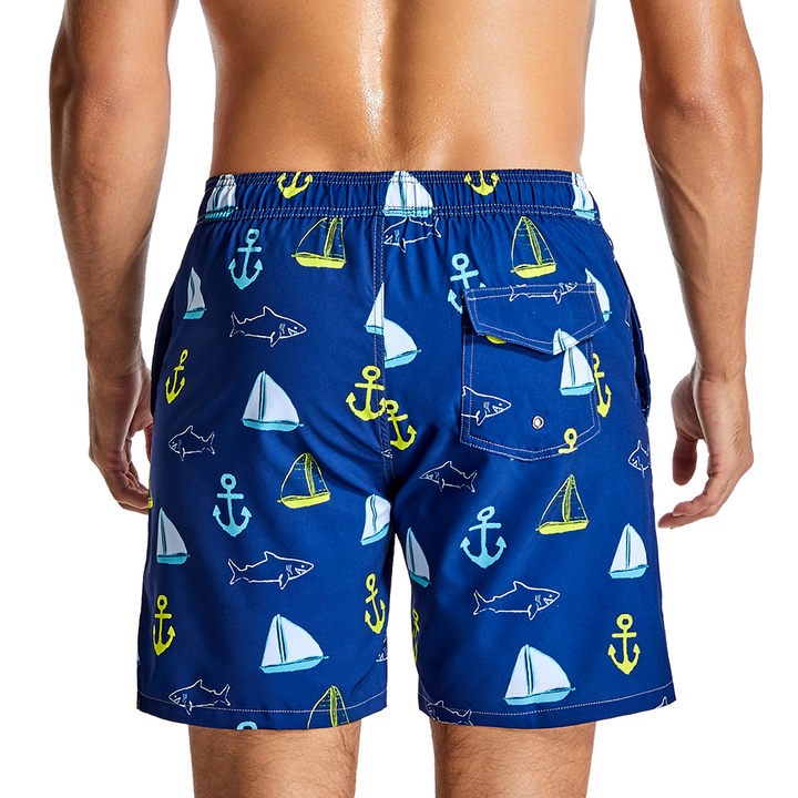 Maillot de bain à séchage rapide pour homme avec imprimé ancre de voile