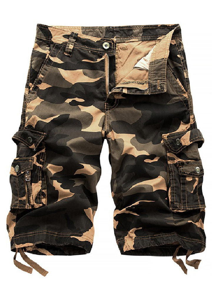 Short camouflage décontracté en coton de couleur unie de grande taille pour hommes