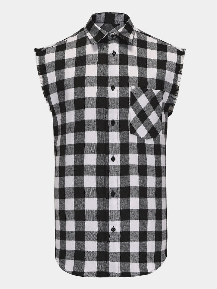 Chemise Homme Décontractée à Carreaux Sans Manches Style Plage