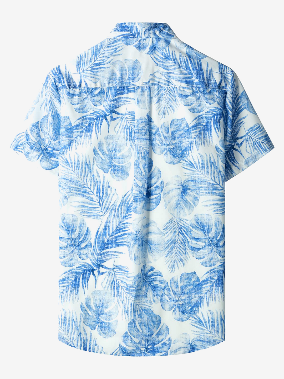 Chemise hawaïenne bleue à manches courtes pour homme avec poche décontractée et imprimé de plantes tropicales