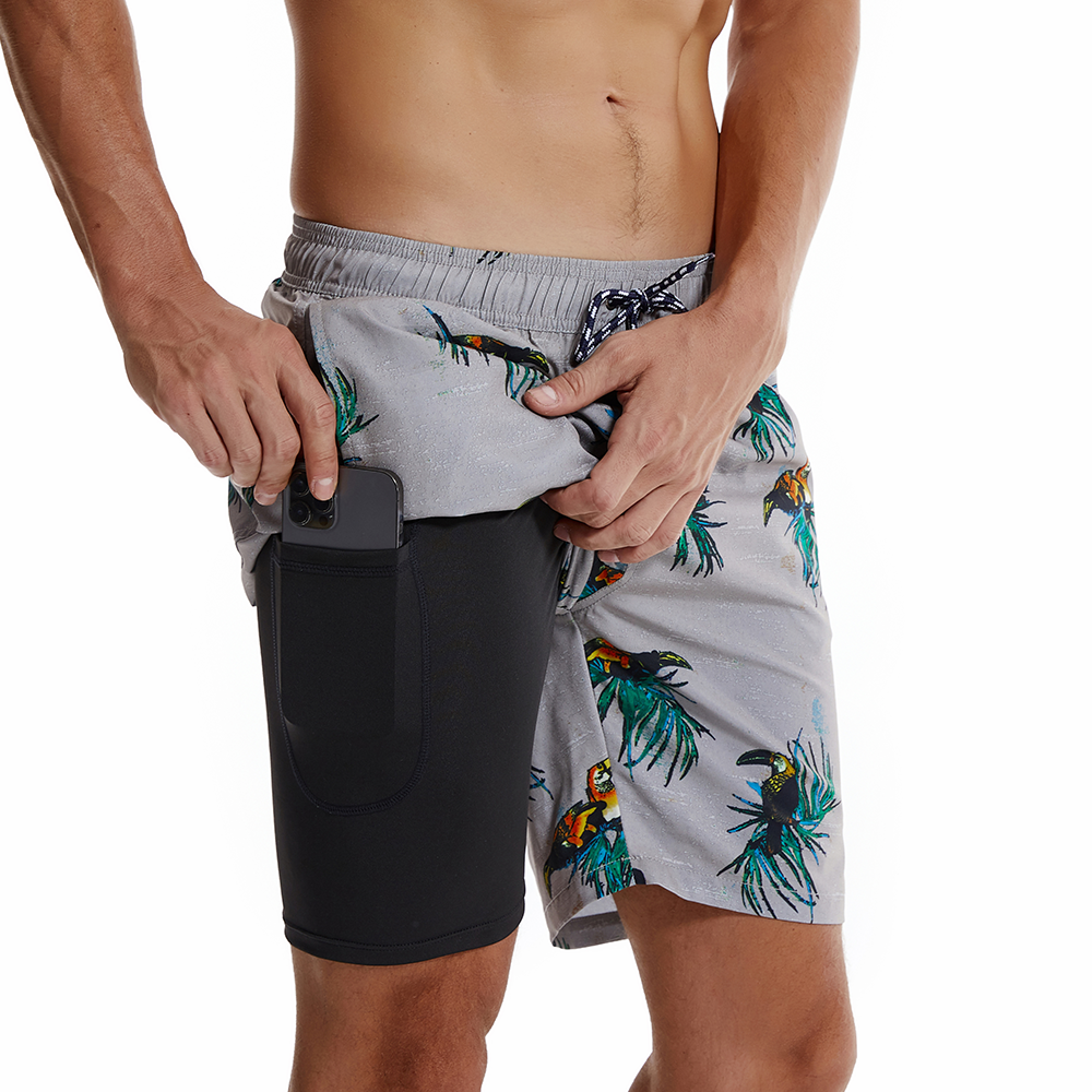 Short de plage rouge à imprimé requin pour hommes, maillot de bain à séchage rapide