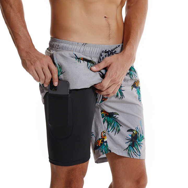 Short de plage rouge à imprimé requin pour hommes, maillot de bain à séchage rapide