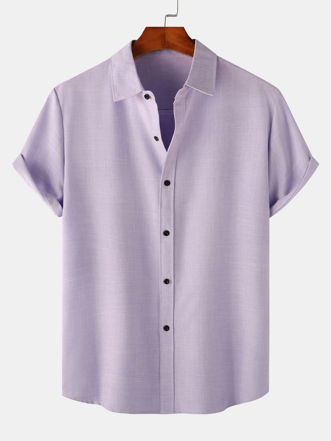 Chemise décontractée unie pour homme avec boutons et manches courtes respirante