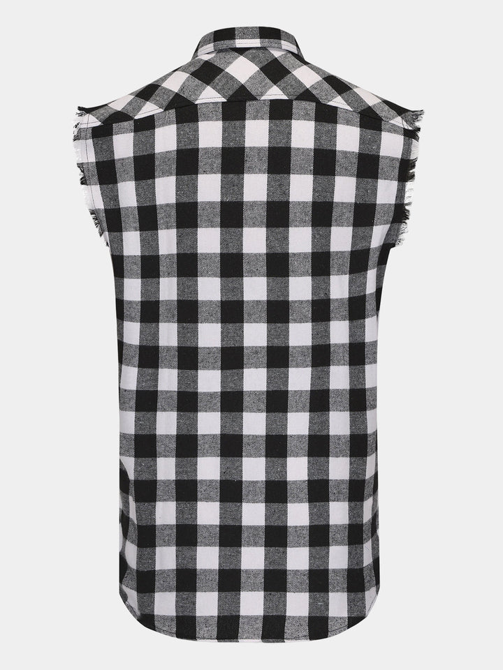 Chemise Homme Décontractée à Carreaux Sans Manches Style Plage