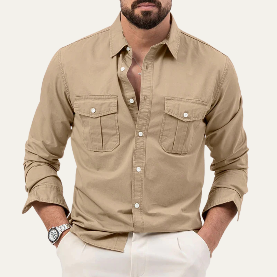La chemise à boutons rétro unie pour homme Brookwater