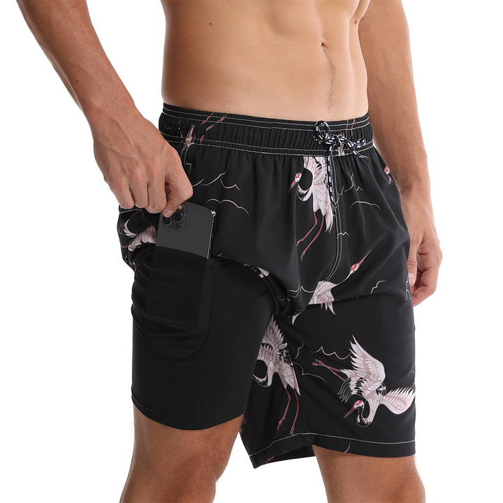 Short de plage rouge à imprimé requin pour hommes, maillot de bain à séchage rapide