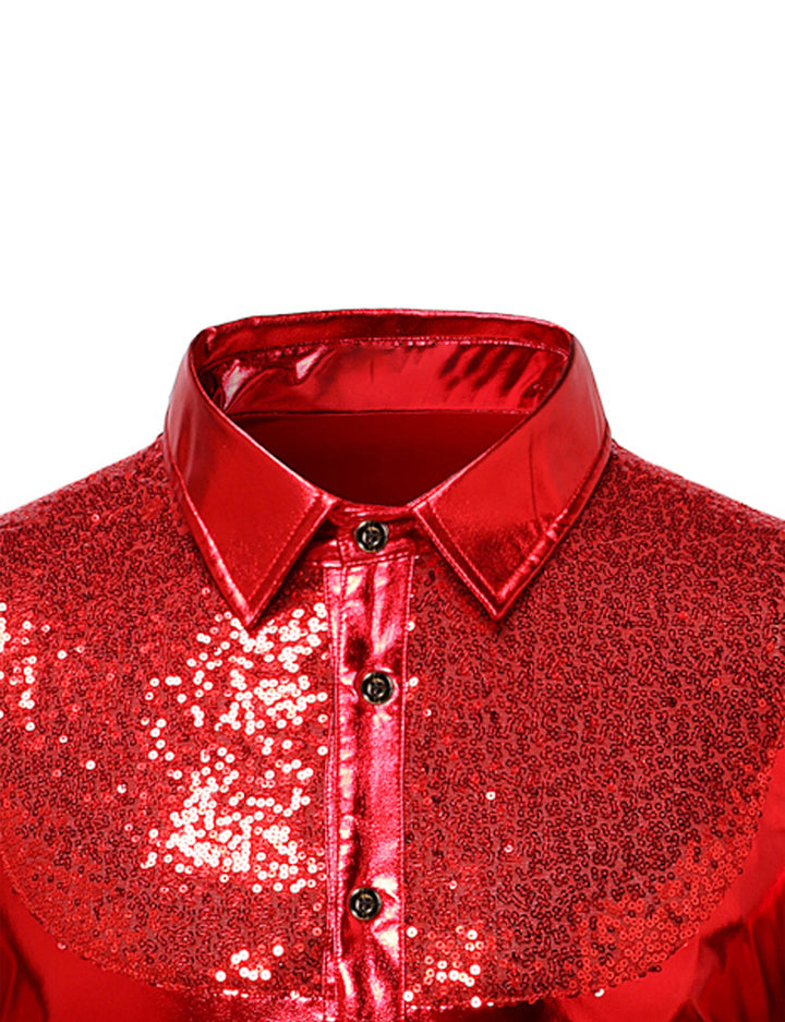 Costume de smoking boutonné brillant de luxe pour hommes, chemise de soirée à manches longues