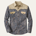 Chemise en denim douce à patchwork bicolore pour hommes Huntley