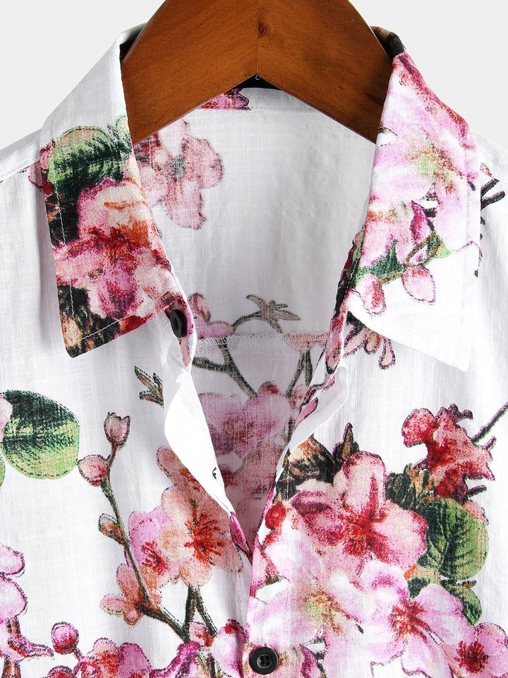 Chemise hawaïenne tropicale en coton floral pour homme
