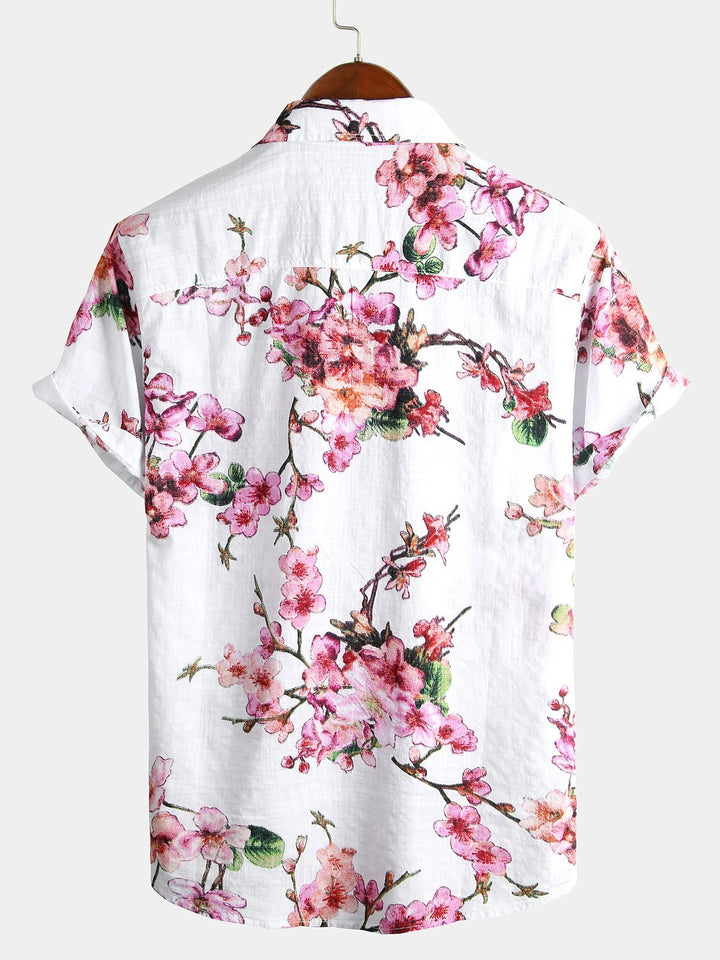 Chemise hawaïenne tropicale en coton floral pour homme