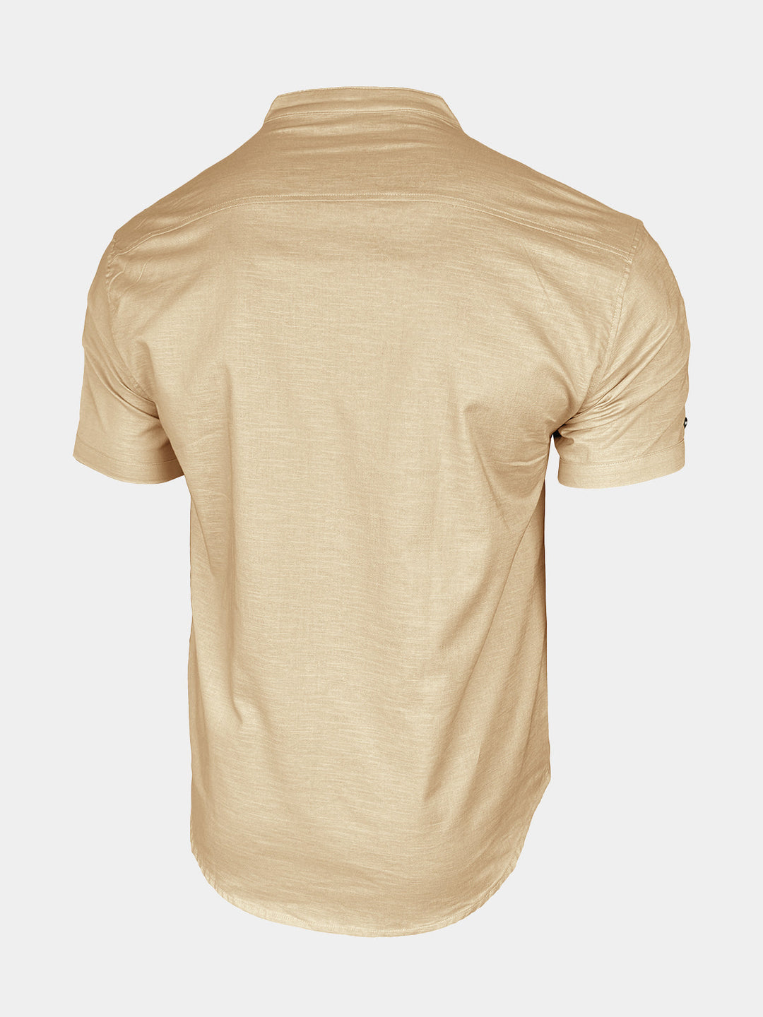 Chemise Homme Henley en Coton et Lin à Col Mao Manches Courtes