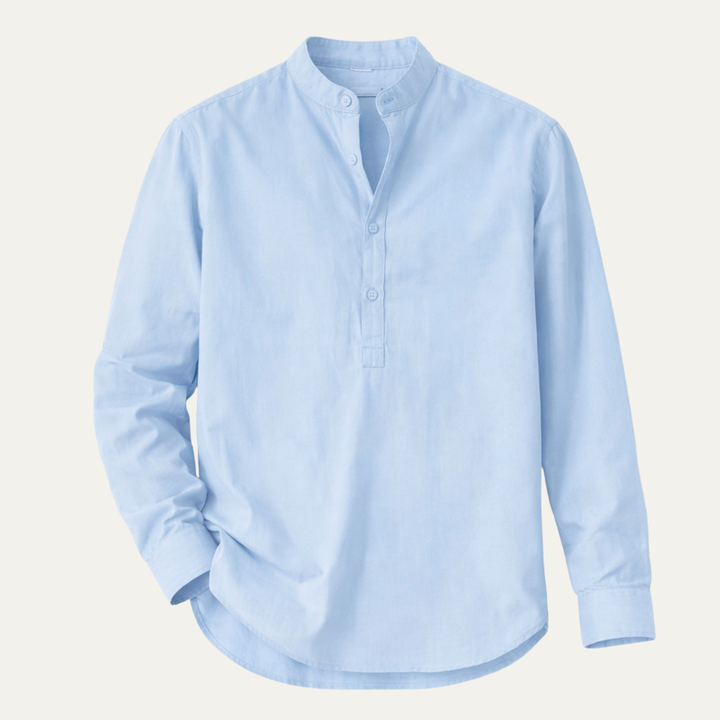 La chemise à col mandarin en coton et lin pour hommes Pinebrook Ridge