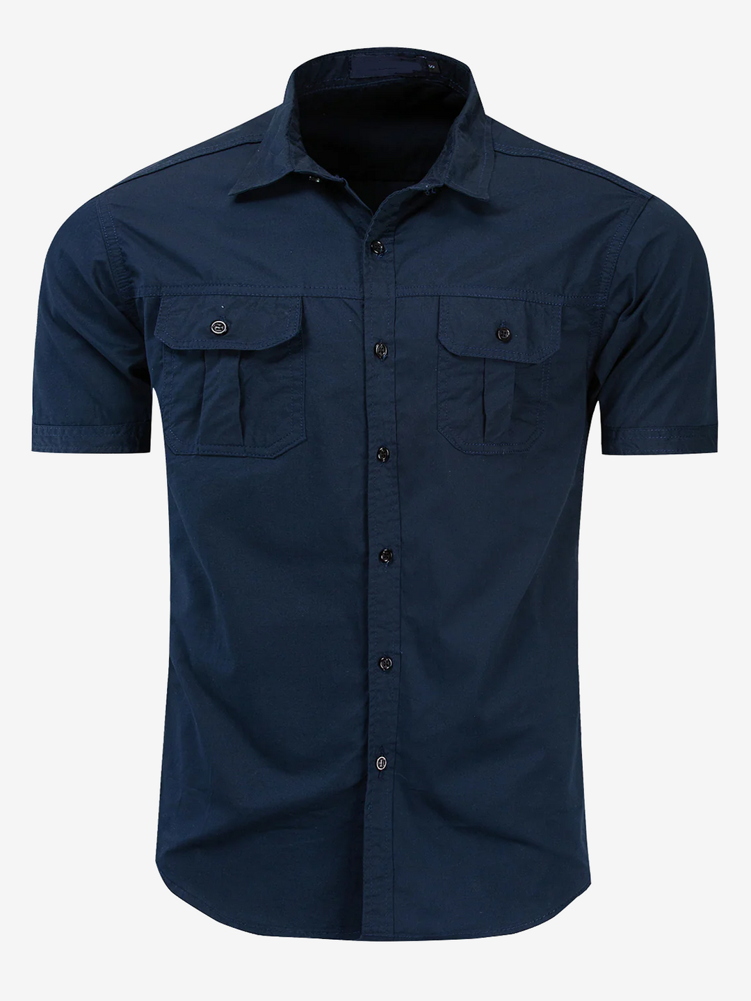 Chemise décontractée à manches courtes en coton avec poche extérieure pour hommes