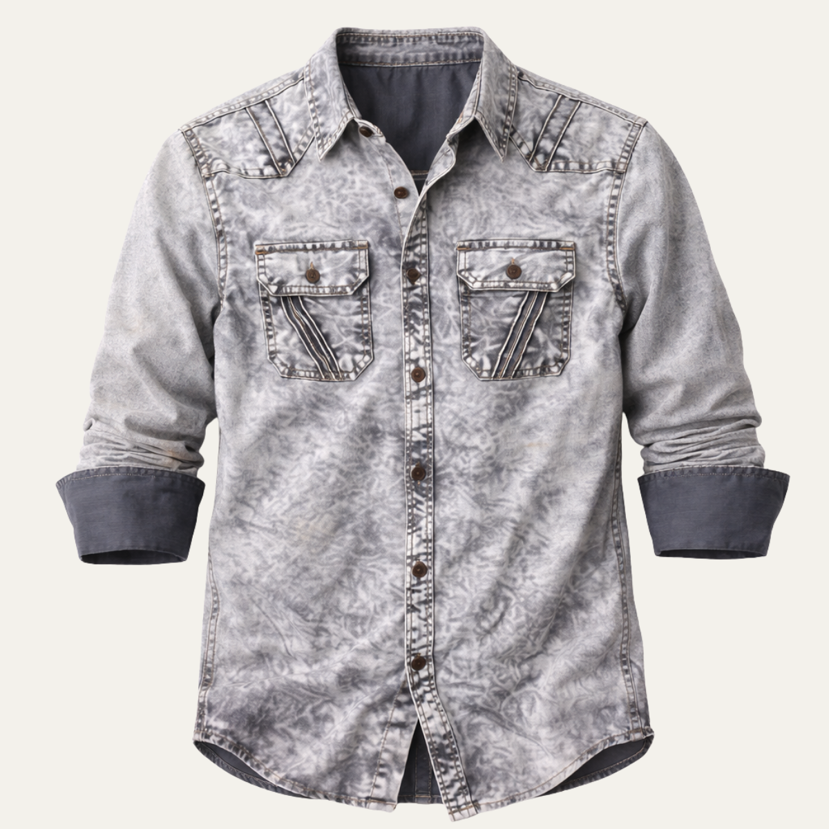 La Chemise en Denim Vintage Tie Dye Grise Clair pour Homme Fairbrook