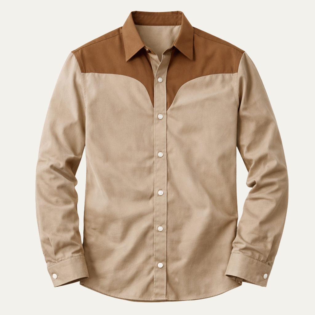 La chemise en denim rétro western à patchwork bicolore pour homme Brookcrest