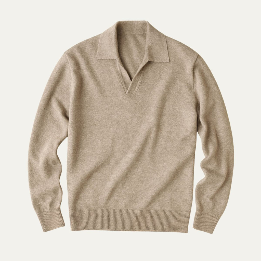 Le Polo en Coton à Col V Venise pour Hommes - Style Vieille Argent