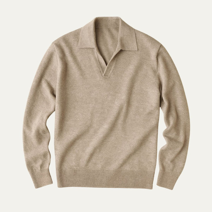 Le Polo en Coton à Col V Venise pour Hommes - Style Vieille Argent