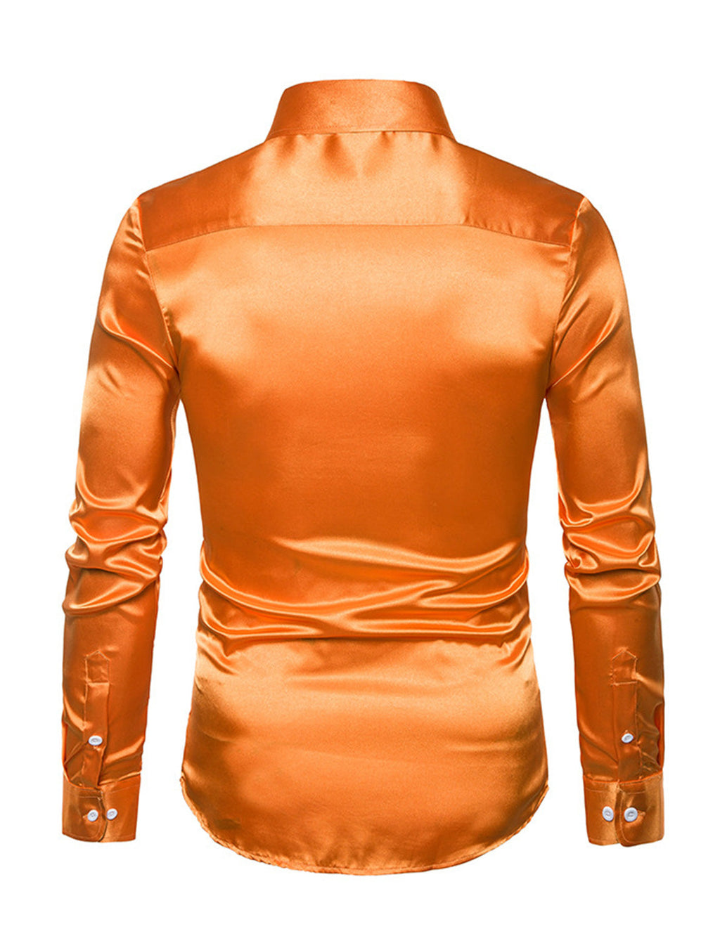 Chemise de soirée à manches longues en satin lisse boutonnée pour homme