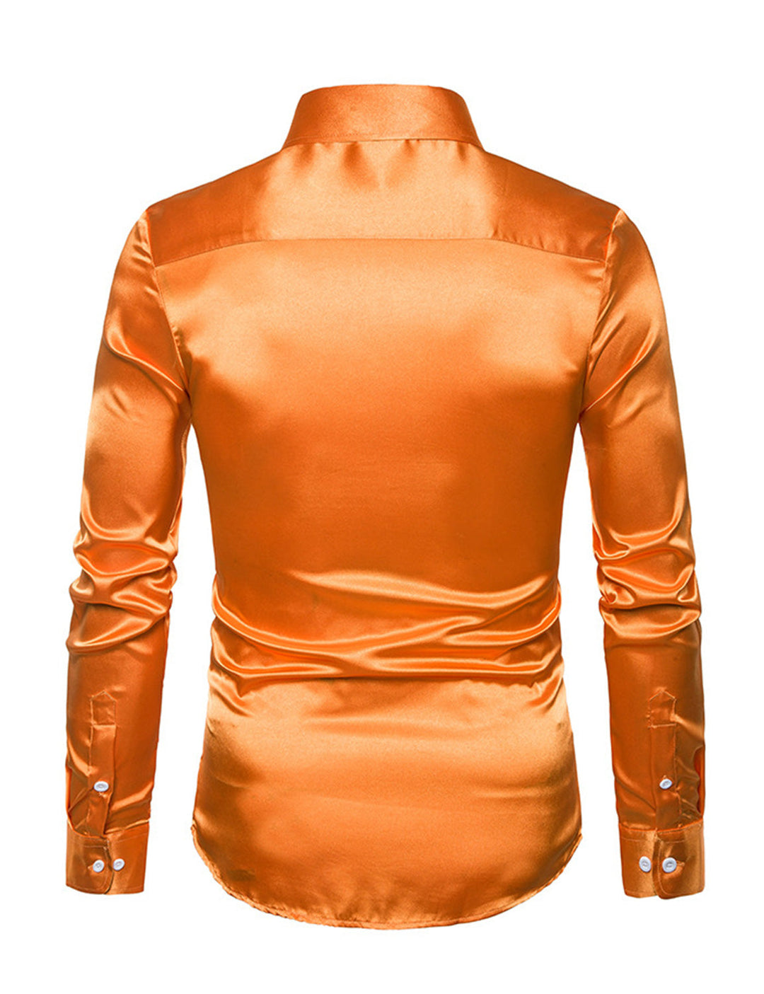 Chemise de soirée à manches longues en satin lisse boutonnée pour homme