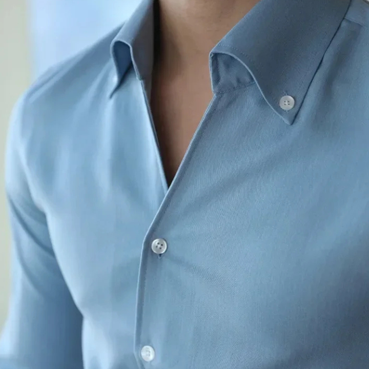 La Chemise à Boutons pour Hommes Redfield avec Col Italien — Bleu Clair