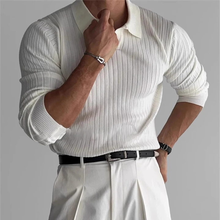 Le Polo en Tricot Jacquard à Col V pour Hommes Verona