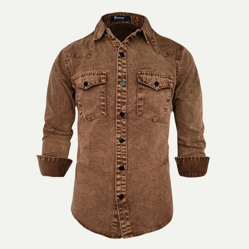 La chemise de travail en denim vintage lavé pour hommes Belleford